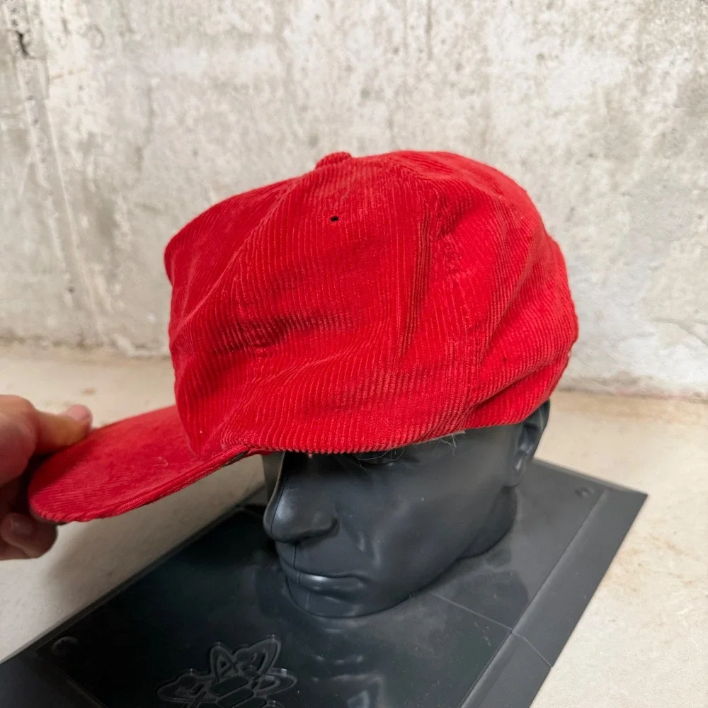 Vintage Stowe Mountain Resort Red Corduroy Snapback Hat Century 21 Ski 90s